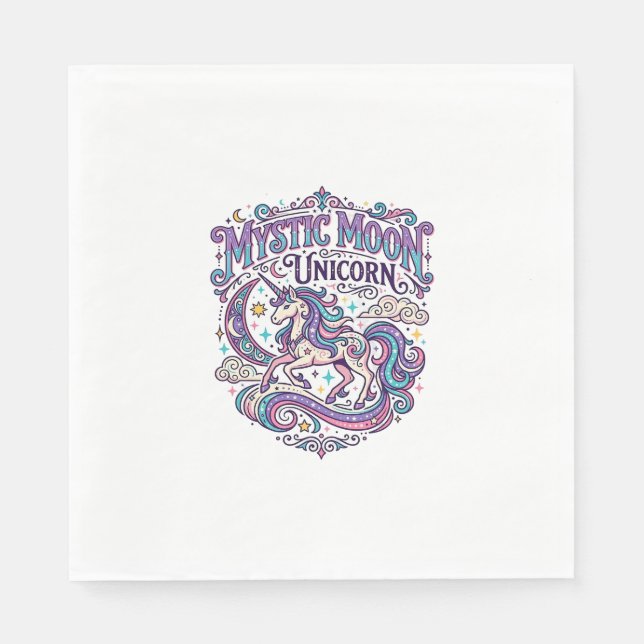 Unicorn Mystic Moon Unicorn Colourful Napkin (Front)