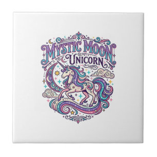 Unicorn Mystic Moon Unicorn Colourful Tile