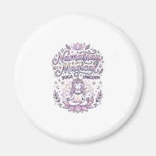 Unicorn Namastay Magical Adorable Typography Desig Magnet