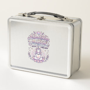 Unicorn Namastay Magical Adorable Typography Desig Metal Lunch Box