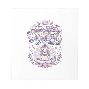 Unicorn Namastay Magical Adorable Typography Desig Notepad