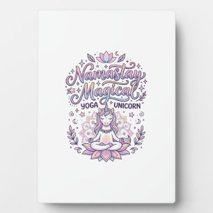 Unicorn Namastay Magical Adorable Typography Desig Plaque