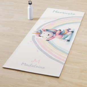 Unicorn Namaste Yoga Cute Fun Pastel Name Monogram Yoga Mat