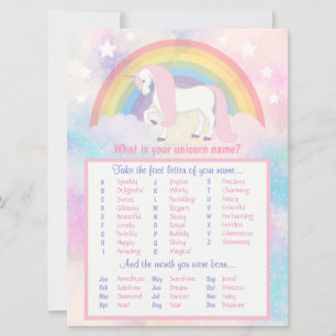 Unicorn Name Game Birthday & Baby Shower