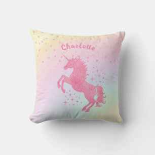 Unicorn Name Nursery Kids Room Decor Rainbow Thr Cushion