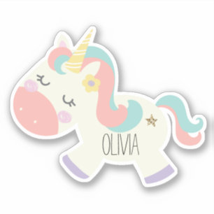 Unicorn Name Sticker pastel