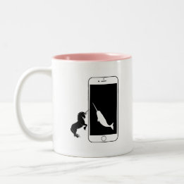 Unicorn Narwhal Smartphone Mirror Love Two-Tone Coffee Mug