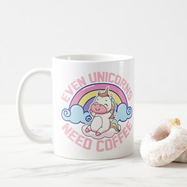 Unicorn Need Coffee Coffee Mug (With Donut)