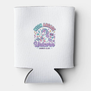 Unicorn Neon Arcade Unicorn Retro Style Product Gr Can Cooler