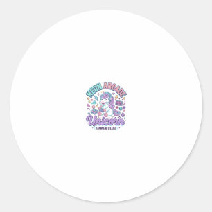 Unicorn Neon Arcade Unicorn Retro Style Product Gr Classic Round Sticker