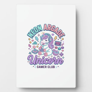 Unicorn Neon Arcade Unicorn Retro Style Product Gr Plaque