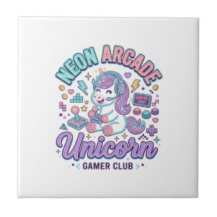 Unicorn Neon Arcade Unicorn Retro Style Product Gr Tile