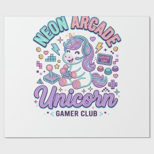 Unicorn Neon Arcade Unicorn Retro Style Product Gr Wrapping Paper