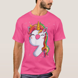 Unicorn Nine 9 Years Old 9th Birthday Girl Bday Pa T-Shirt