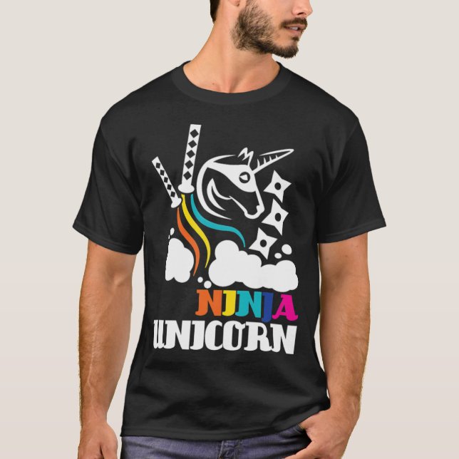 Unicorn Ninja 3 black metal  T-Shirt (Front)