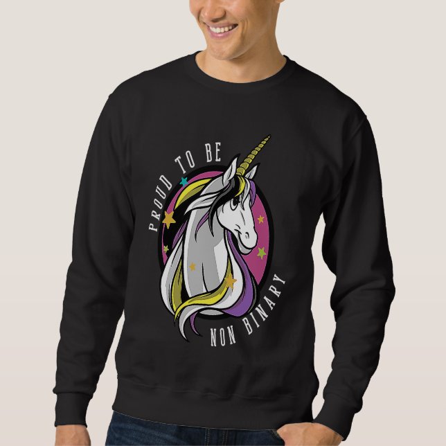 Unicorn Nonbinary Pride Enby Genderqueer Non Binar Sweatshirt (Front)