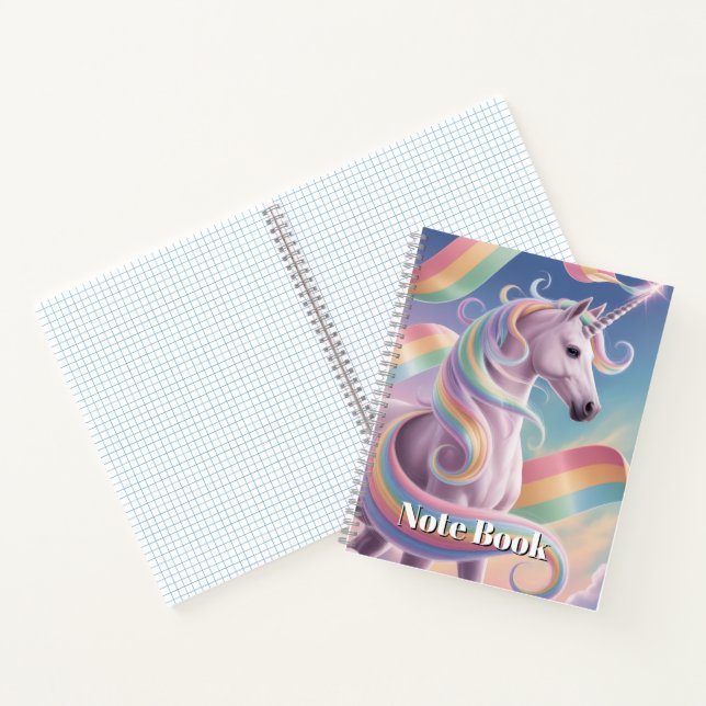 Unicorn Notebook, Magical Rainbow Stars Unicorn  Notebook (Inside)