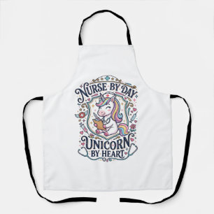 Unicorn Nurse by Day Unicorn by Heart White Backgr Apron