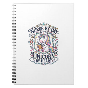 Unicorn Nurse by Day Unicorn by Heart White Backgr Notebook