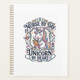 Unicorn Nurse by Day Unicorn by Heart White Backgr Planner