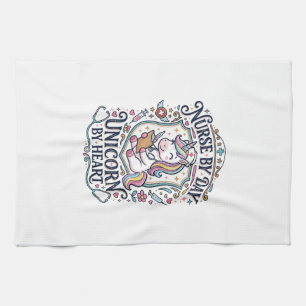 Unicorn Nurse by Day Unicorn by Heart White Backgr Tea Towel