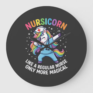 Unicorn Nurse Energy Bright and Magical Large Clock