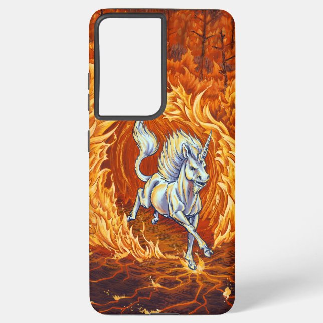 Unicorn of Fire Fantasy Art Samsung Galaxy S21 Ultra Case (Back)