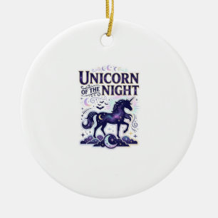 Unicorn of the Night Graphic Design Zazzle Design_ Ceramic Tree Decoration