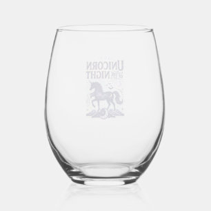 Unicorn of the Night Graphic Design Zazzle Design_ Stemless Wine Glass