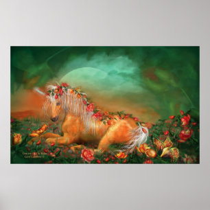 Unicorn Of The Roses Art Poster/Print Poster
