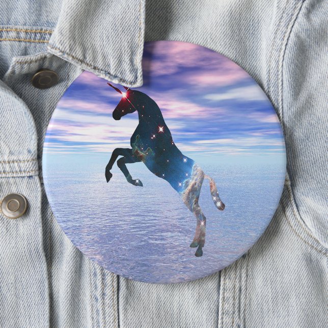 Unicorn of the stars pinback button (In Situ)