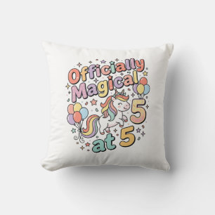 Unicorn Officially Magical at 5 Whimsical White Ba Cushion