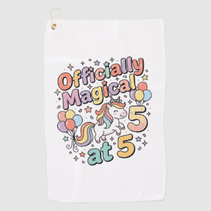 Unicorn Officially Magical at 5 Whimsical White Ba Golf Towel