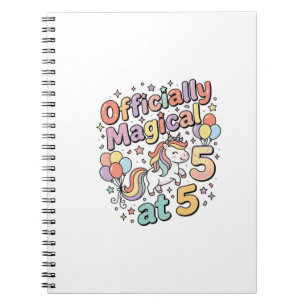 Unicorn Officially Magical at 5 Whimsical White Ba Notebook