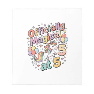 Unicorn Officially Magical at 5 Whimsical White Ba Notepad