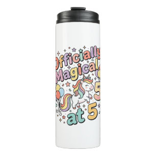 Unicorn Officially Magical at 5 Whimsical White Ba Thermal Tumbler