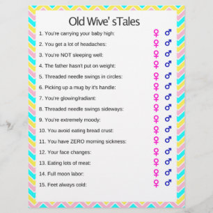 Unicorn Old Wive's Tales Baby Shower Game
