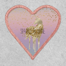 Unicorn Ombre Gold Glitter Heart