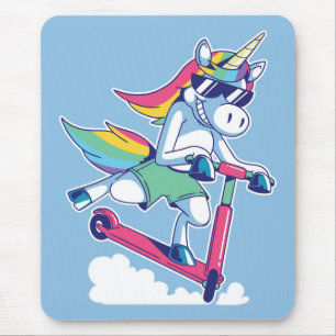 Unicorn on a Scooter Mouse Mat