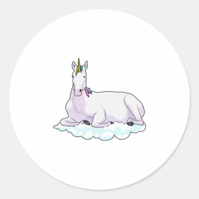 Unicorn on Cloud Classic Round Sticker (Front)