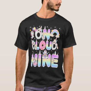Unicorn On Cloud Nine Doughnut Girl Rainbow 9th Bi T-Shirt