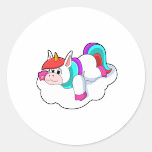 Unicorn on Clouds Classic Round Sticker