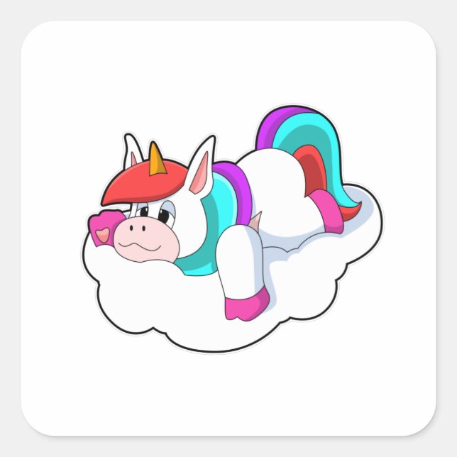 Unicorn on Clouds Square Sticker (Front)