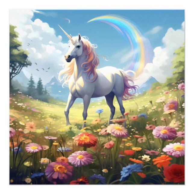 Unicorn on Meadow Photo Print (Front)