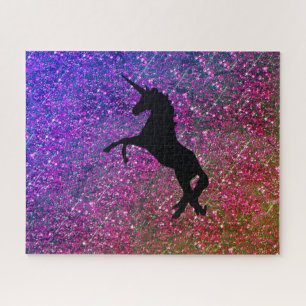 unicorn on pink glitter jigsaw puzzle