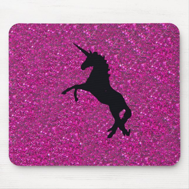 unicorn on pink glitter mouse mat (Front)