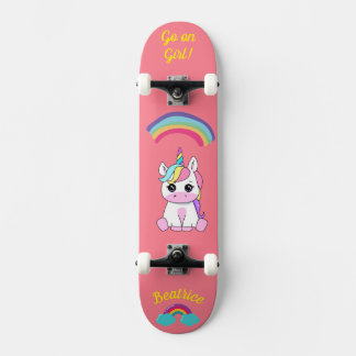 Unicorn on skateboard with personalised captions