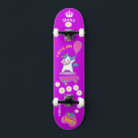 Unicorn on skateboard with personalised captions<br><div class="desc">Unicorn Personalised Skateboard CLICK on PERSONALIZE TEMPLATE OPTION AND ENTER the NAME. you can also custom other captions. Cool skateboard designed with vivid colours and for the background and a funky unicorn riding a skateboard. This Skateboard makes a great gift idea for a unicorn lover.</div>