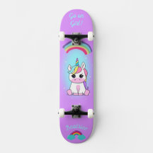 Unicorn on skateboard with personalised captions