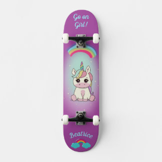 Unicorn on skateboard with personalised captions